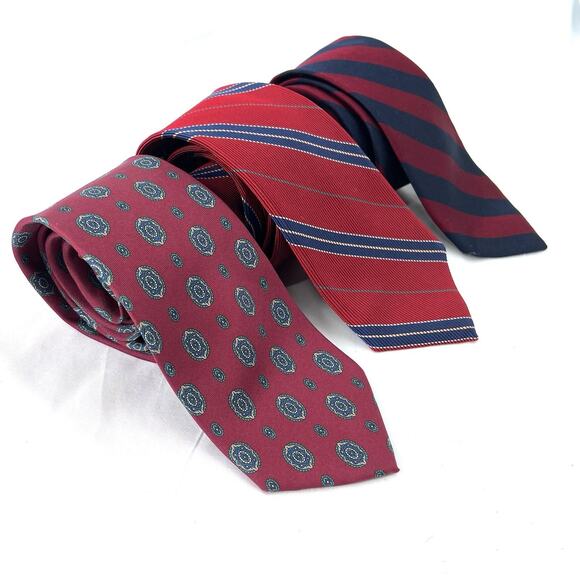 Vintage Lot Abercrombie Fitch Repp Red Blue Silk Neck Ties Mens English Preppy - Picture 1 of 11